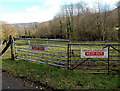 Keep out signs on field gates near Aberaman