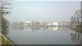 A misty view across the Thames to Brentford