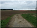 Farm track and farmland west of Ermine Street Roman Road