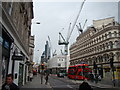 View of the Gherkin, Cheese Grater and a plethora of cranes from Queen Victoria Street