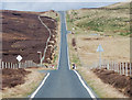 HU2947 : Straight Shetland single track road by Julian Paren