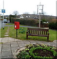 ST4391 : Postbox and a Golden Jubilee bench in Llanvaches by Jaggery