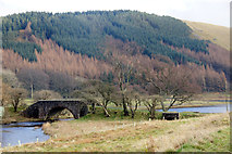 NT2320 : Bridge over the burn connecting Loch of the Lowes and St Mary's Loch by Mike Pennington