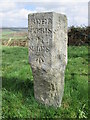 SX4568 : Mile Stone With An Ordnance Survey Cut Mark by Adrian Dust