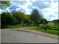 Junction of road and byway near Ashley Farm