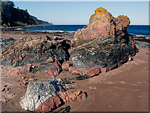 NH7459 : Multi-coloured rocks near Scart Craig by Julian Paren