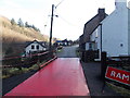 Icy red ramp near a road junction in the Angiddy Valley near Tintern