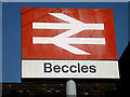 TM4290 : Beccles Railway Station sign by Geographer