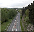 End of a coned-off section of the A465, Garnlydan