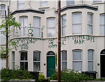 J5081 : Anti-bank graffiti, Bangor by Rossographer