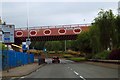 Saltley Road runs under a railway bridge