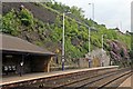 Platform and wall, Mossley railway station