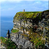 R0493 : County Clare - R478 - Cliffs of Moher - O'Brien's Tower in Distance by Suzanne Mischyshyn