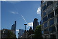 View of the Heron Tower, office block on Wormwood Street, the Gherkin and Tower 42 from London Wall