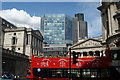 View of a towerblock on Threadneedle Street and Tower 42 from Lombard Street