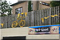 Yellow bikes promoting 