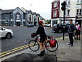 H4572 : Tourist with bike, Dublin Road Corner, Omagh by Kenneth  Allen
