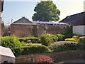 Small garden between shops