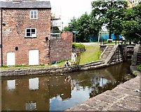 SJ8598 : Fishing in the Ashton Canal by Gerald England