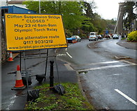 ST5672 : Olympic Torch Relay route closure notice, Leigh Woods by Jaggery