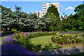 Flower gardens in front of Charlton Lido