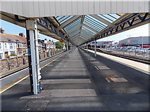 SY6779 : Under the island platform canopy at Weymouth railway station by Jaggery
