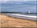 NZ3574 : Whitley Sands - View towards St Mary's Lighthouse by David Dixon
