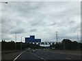 TQ5693 : Gantry with lanes for junction 28 of clockwise M25 by David Smith