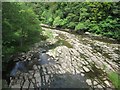 NY7959 : The River Allen flowing away from Cupola Bridge. by James Denham