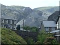 SH7045 : Railway bridge, houses and hillside, Blaenau Ffestiniog by Andrew Hill