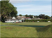 SX9063 : Kings Bowling Club pavilion and green, Torquay by Jaggery