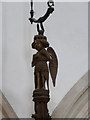 SU6491 : Ewelme Church, angel on the font by Alan Murray-Rust