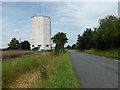 Water tower beside road to Hargrave