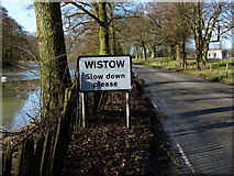 SP6495 : Wistow sign along Kibworth Road by Mat Fascione
