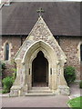 SJ4513 : The porch of Christ Church, Bicton by John S Turner