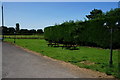 The beer garden at the  Agar Arms public house