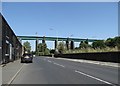 The A57 approaching  Dinting Railway Viaduct