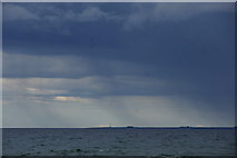 NH9487 : Shower passing Tarbat Ness, from Embo beach by Mike Pennington