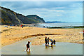 SY3692 : The river and East Beach, Charmouth by Philip Pankhurst