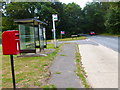 Post box and bus stop on the B380