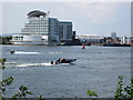 ST1973 : Speed boat racing in Cardiff Bay by Debbie J