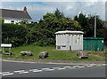 Utilities boxes near a Sebastopol boundary sign in Pontypool