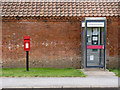 Kirton postbox ref NG22 187 and telephone kiosk