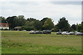 View of the car park from the green