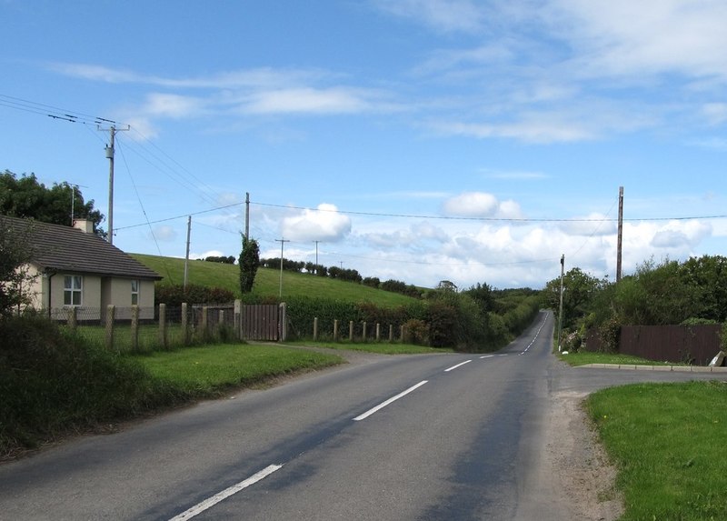 A narrowing in the Ballyhornan Road and... © Eric Jones :: Geograph Ireland