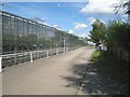 SP3174 : Site road and glasshouses, Kingshill Nurseries near Gibbet Hill by Robin Stott