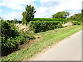 Road by Penn Croft Farm with view of pylon along field edge