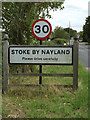 TL9836 : Stoke By Nayland Village Name sign by Geographer