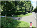 Road junction at entrance to Powntley Copse on the B3349