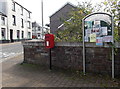 Community noticeboard and postbox in Pontycymer